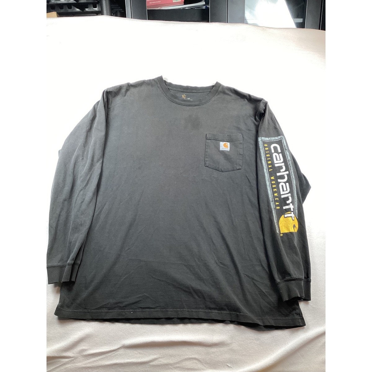 Carhartt Long Sleeve Pocket T-Shirt 2XL Gray Graphic Sleeve K126 Workwear Tee View 5