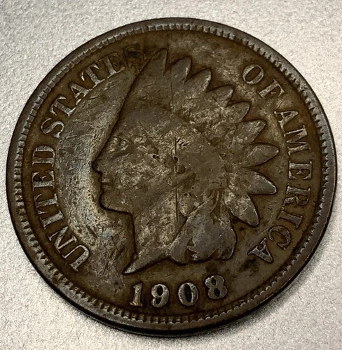 1908 Indian Head Penny G Good Condition US Coin One Cent - SV028