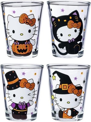 Adorable Sanrio Hello Kitty 4 Pack Glitter Glasses for Spooky Celebrations