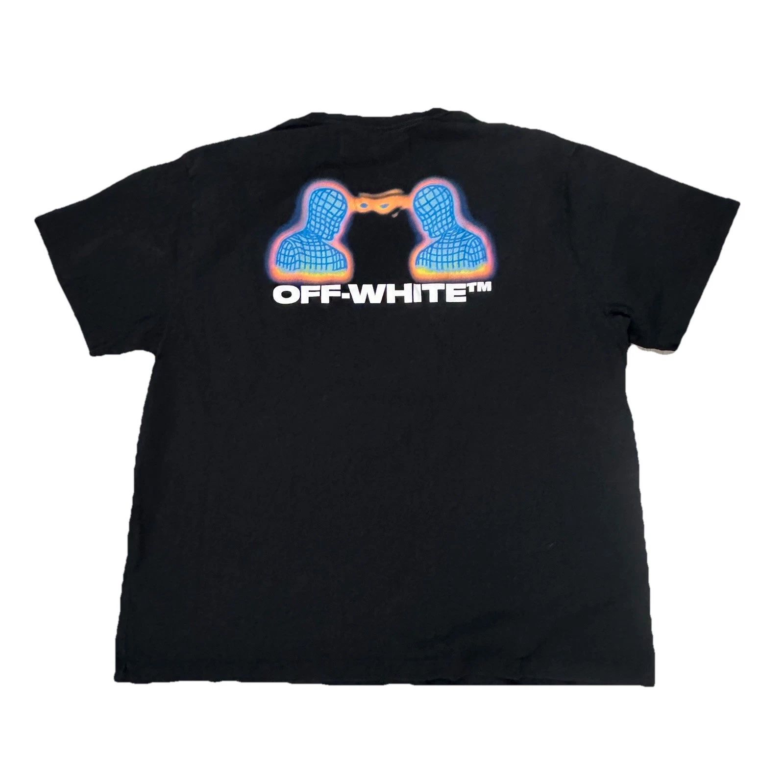 Mens Off White Main Label Black Cotton Thermo Man Graphic T Shirt Size Large