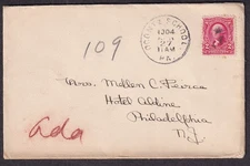 1904 cover DPO Ogontz School Pennsylvania to Hotel Aldine Philadelphia