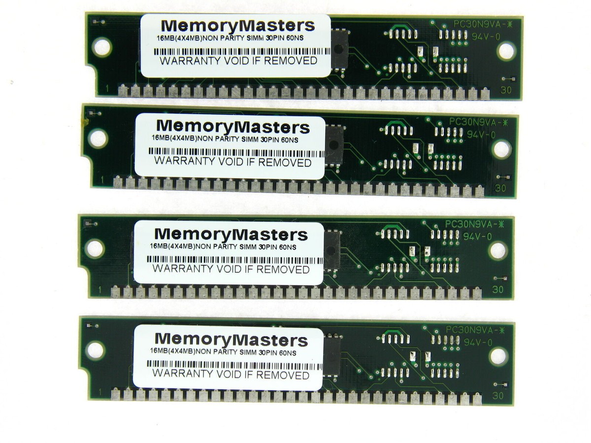 16MB 4x4MB 30pin SIMM RAM MEMORY non parity 4x8 30-pin Apple Mac PC SE/30  USED