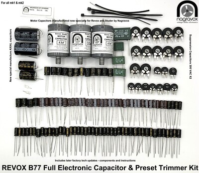 Revox B77 Mk1 & Mk2 universal tape recorder capacitor & preset pot upgrade kit