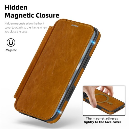 For iPhone 16 16e 15 14 13 Pro Max Wallet Case Magsafe Leather Shockproof Cover - Picture 57 of 61