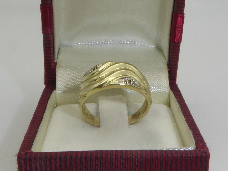 333 Gold Ring 8K Gelbgold Diamant breiter Bandring 3,94 g RG 58 - 18,4 mm 5934a - Bild 4 von 4