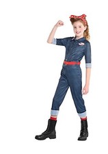 New ROSIE THE RIVETER COSTUME RETRO 1940S WWII small 4-6 JUMPSUIT BELT HEADSCARF