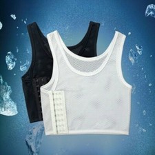 Lesbian Chest Breast Binder Tomboy FTM Buckle Crop Vest Tank Top Mesh Breath Tee