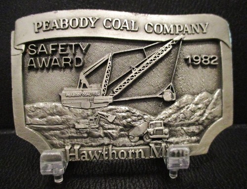 PEABODY COAL COMPANY Hawthorn Mine Indiana 1982 Safety Award Crane Belt Buckle