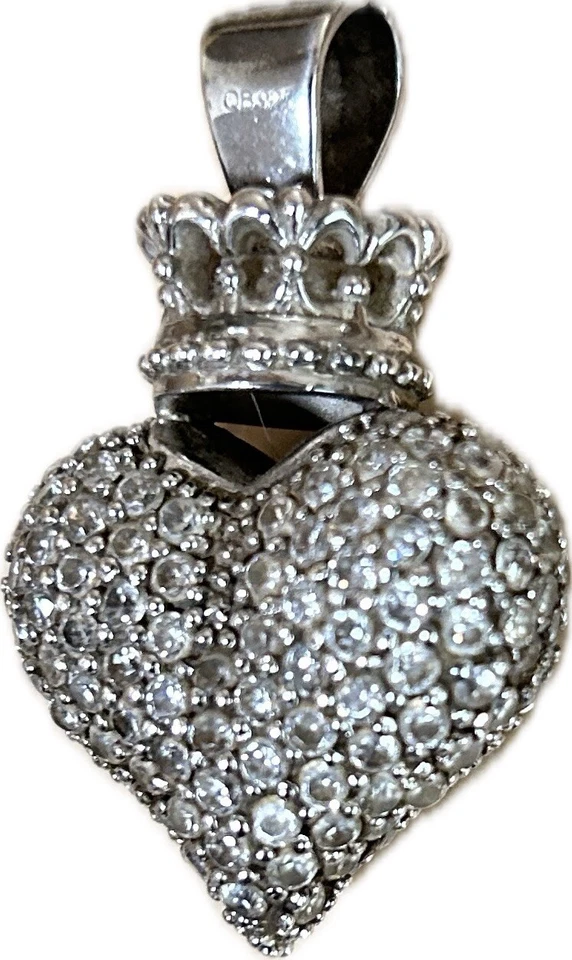 COLGANTE CORAZÓN CORONADO KING BABY STUDIO GRANDE PAVÉ 3D CIRCONITA Foto 2 de 4