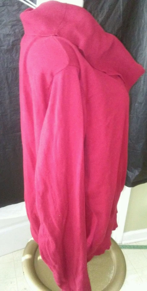 ESTE 5TO MUJER talla 2X BORGOÑA ENCAJE CAPUCHA CUELLO SÓLIDO MANGA LARGA SUÉTER 2X Foto 2 de 4