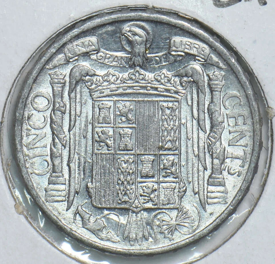 Espanha 1945 S 5 centavos cavalo animal Ch BU 299114 combinar frete - Imagem 3 de 3