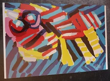 art postcard artist Hallway gallery invitation Karel Appel Head like Animal