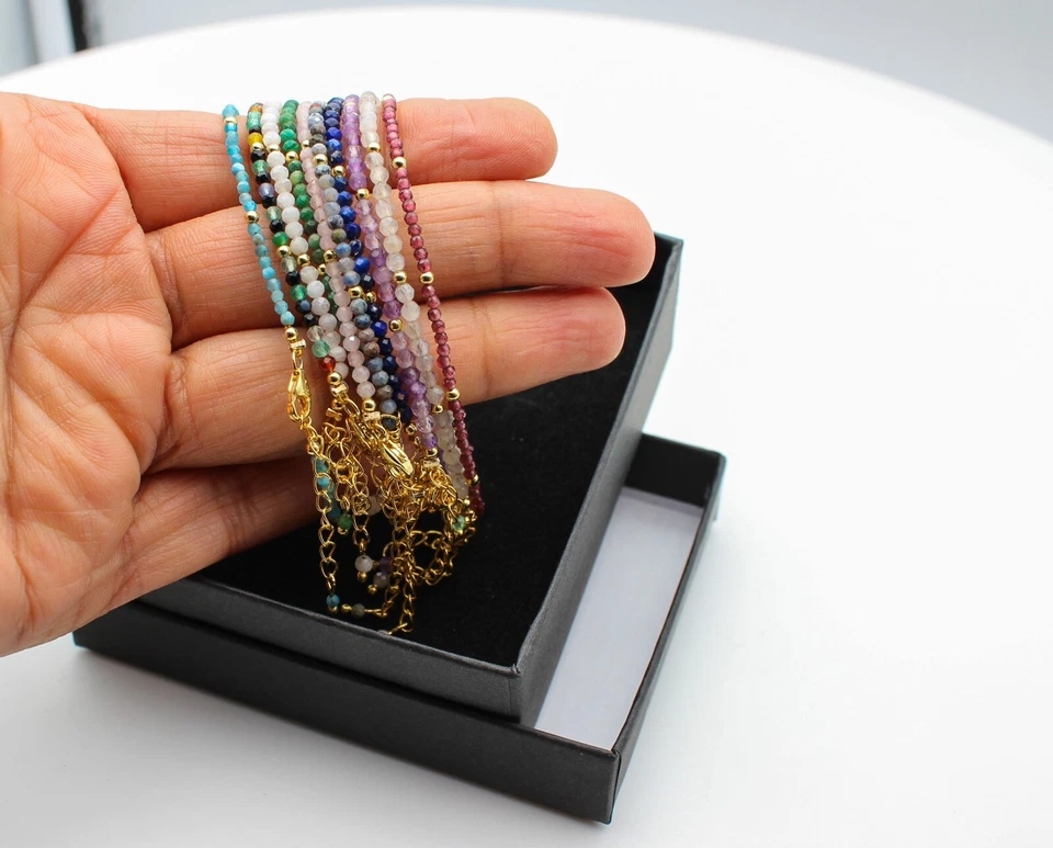 Edelstein Armband, Echtschmuck, Vergoldet 925 Silber, Geschenk, Valentinstag - Bild 2 von 4