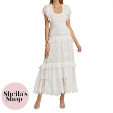 NWT LoveShackFancy Rinny Tiered White Lace Maxi Dress Women’s Size 0