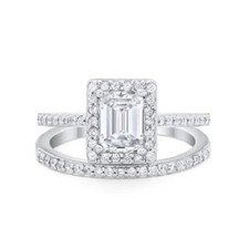 Radiant Cut Ring Band Cut Shape Ring Simulated CZ 925 Sterling Silver 10mm