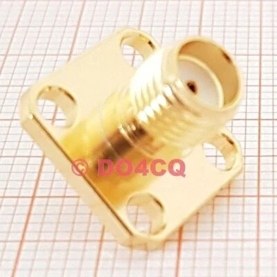 SMA Einbaubuchse Flanschmontage Lötversion ( Teflon, vergoldet) ( H08F )