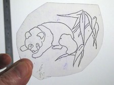 vtg 1960s 70s Tattoo Flash acetate stencil Animals Panda signed AN1