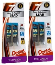 NEW 2 Packs of Pentel Super Hi-Polymer 0.7mm Lead Mechanical Refill = 120 pieces