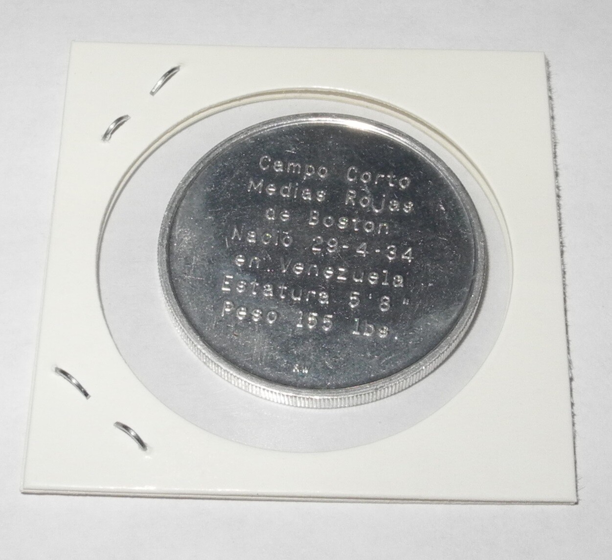 1972 Esso Oil Advertising Hispanic Baseball Luis Aparicio Red Sox Pin Coin