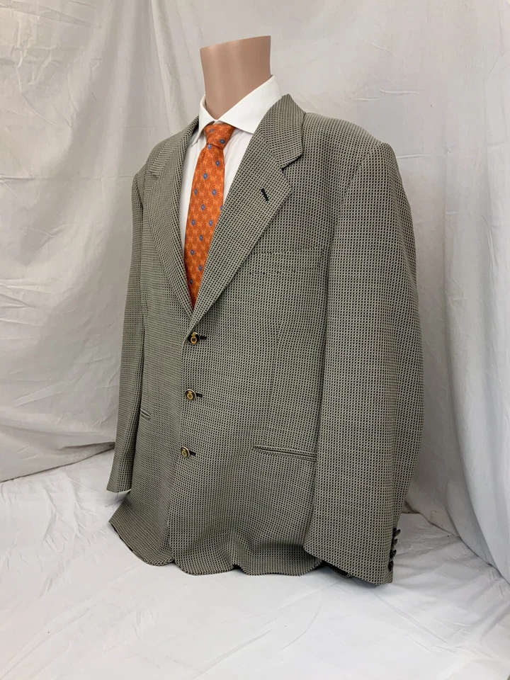 Blazer Zanetti Hombre Reda Super 100s 44R Tostado Cuadros Italia Usado Una Vez YGI Q1-208 Foto 4 de 4