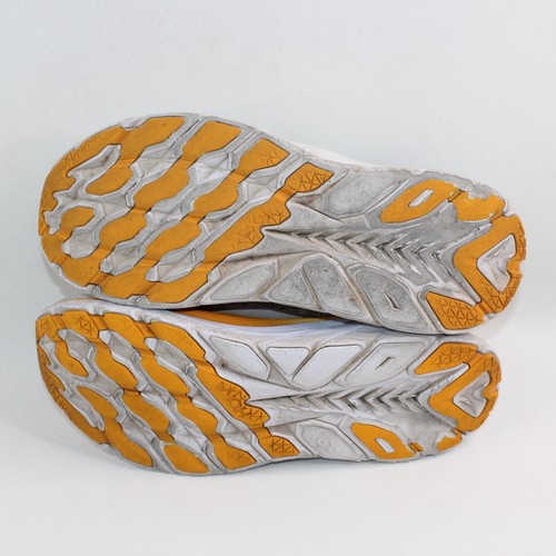 Hoka Clifton 8 White Grey Yellow Mens Road Running Shoes 119393 Size 11.5D - Picture 11 of 14