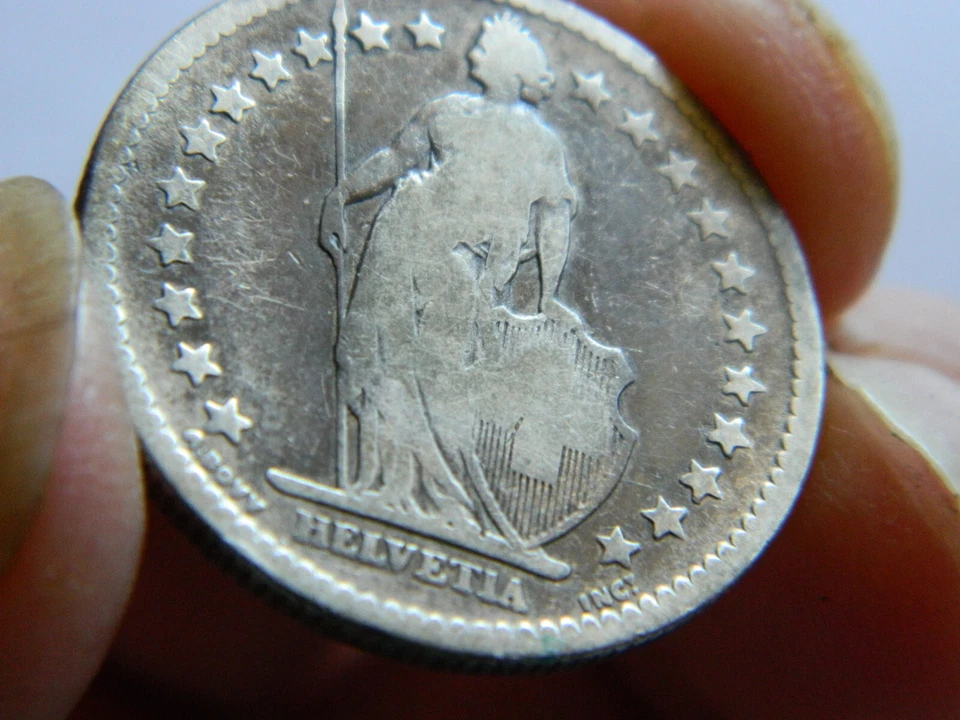 1879  2 Francs B - Switzerland - (KM21) - Silver coin.835 - VF - Rare Coin - Image 4 of 4
