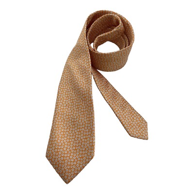 BREUER ORANGE Flower Print Luxury Silk Tie Hand Made Italy W: 3.25'' EX COND