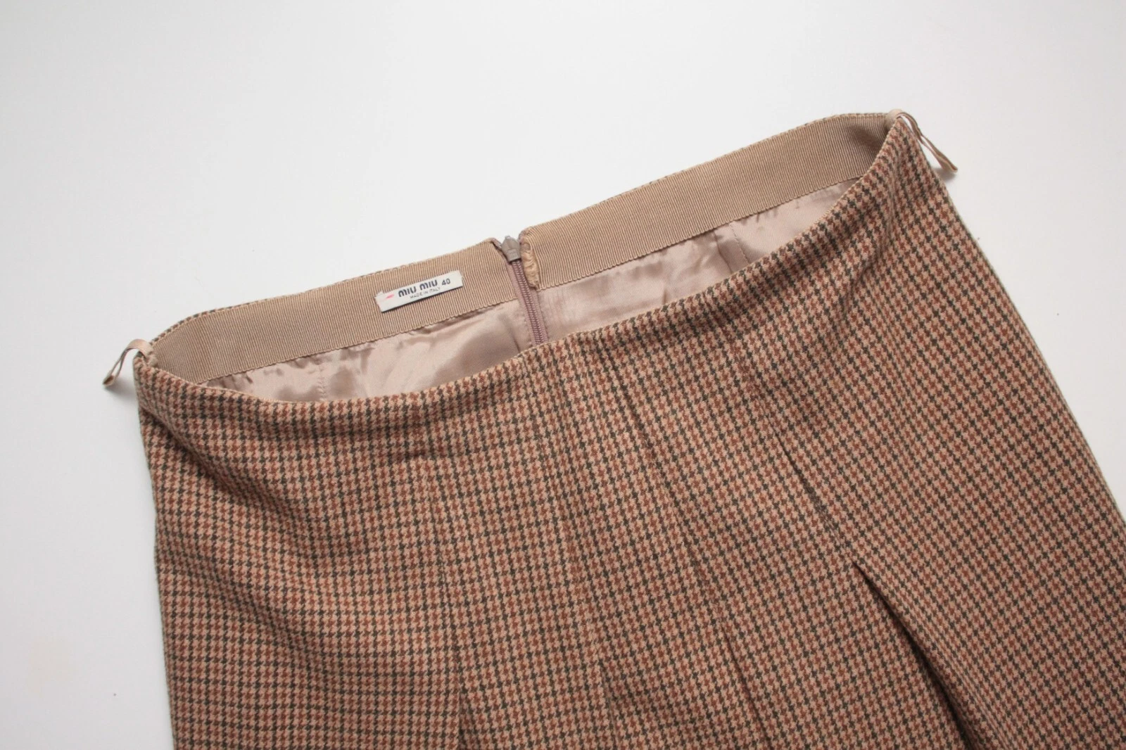 Gonna Miu Miu misto lana cashmere beige marrone Made in Italy