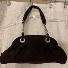 Vera Bradley Espresso Brown Quilted Microfiber Purse 15x6x7