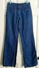 Tommy Hilfiger Size 2 Blue Jeans Linen Cotton High Waist Flat Front Dark Wash 