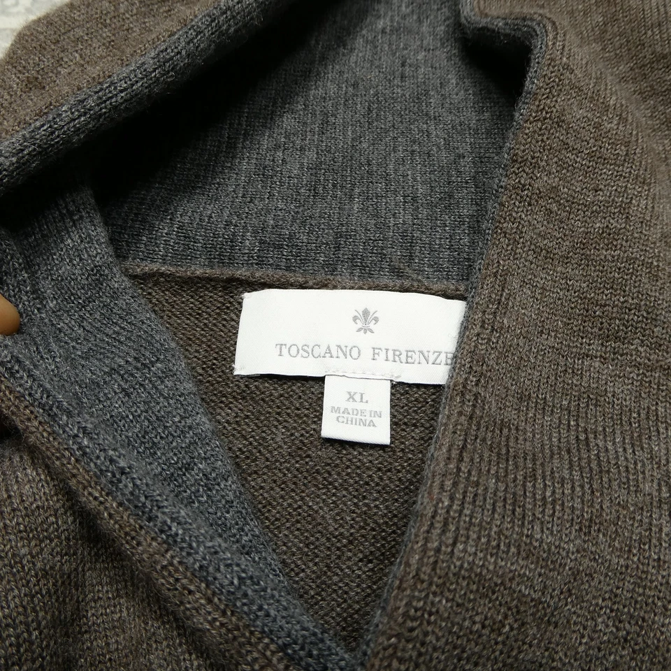 Toscano Firenze Sweater Adult XL Gray Brown Merino Wool Blend Roll Neck Preppy - Image 2 of 4
