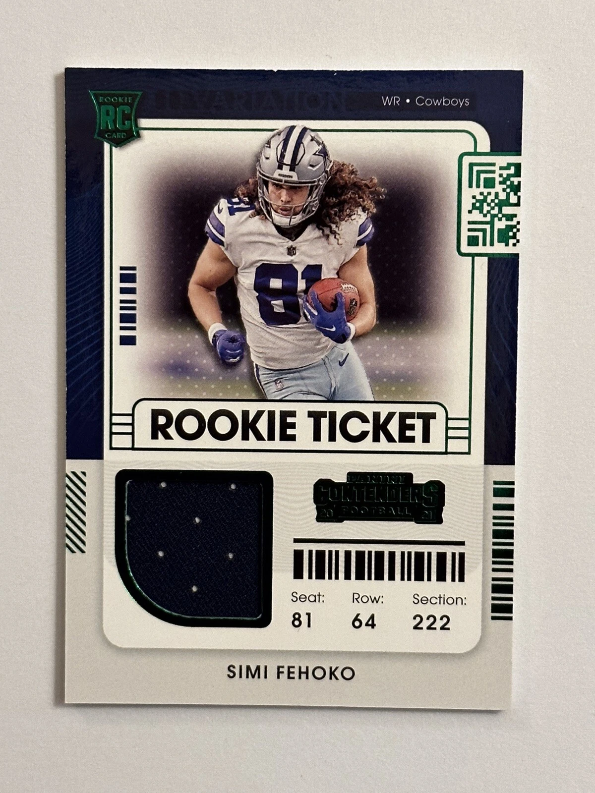 Simi Fehoko Panini Contenders Rookie Ticket Swatches #SFE Variation
