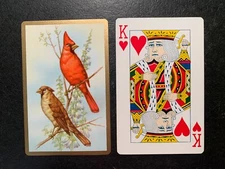 Swap Playing Card  Cardinals  Vintage  Birds   KING OF HEARTS   Gold Borders