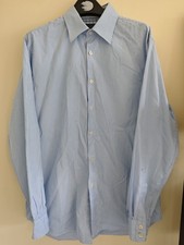 Charles Tyrwhitt White And Blue Fine Stripe 100 Cotton Shirt Size M Medium