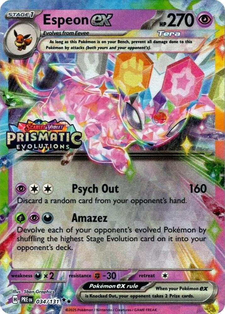 Pokemon Espeon ex (34/386) Prismatic Evolutions LP HOLO- Prerelease