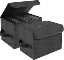7-Inch Vinyl Storage Box Set of 2 Stackable Case W/ Lid Durable Nylon