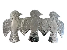 Vintage 3 Thunderbirds Conchos Hair Clip Native American Barrette Silver