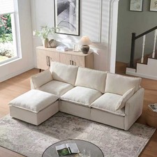 4-Seater Modular Sectional Sofa Modern L-Shaped Couch w/ Ottoman for Living Room