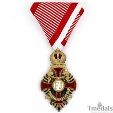 Austrian Franz Joseph Order Cross Medal – Brass Replica with Ribbon