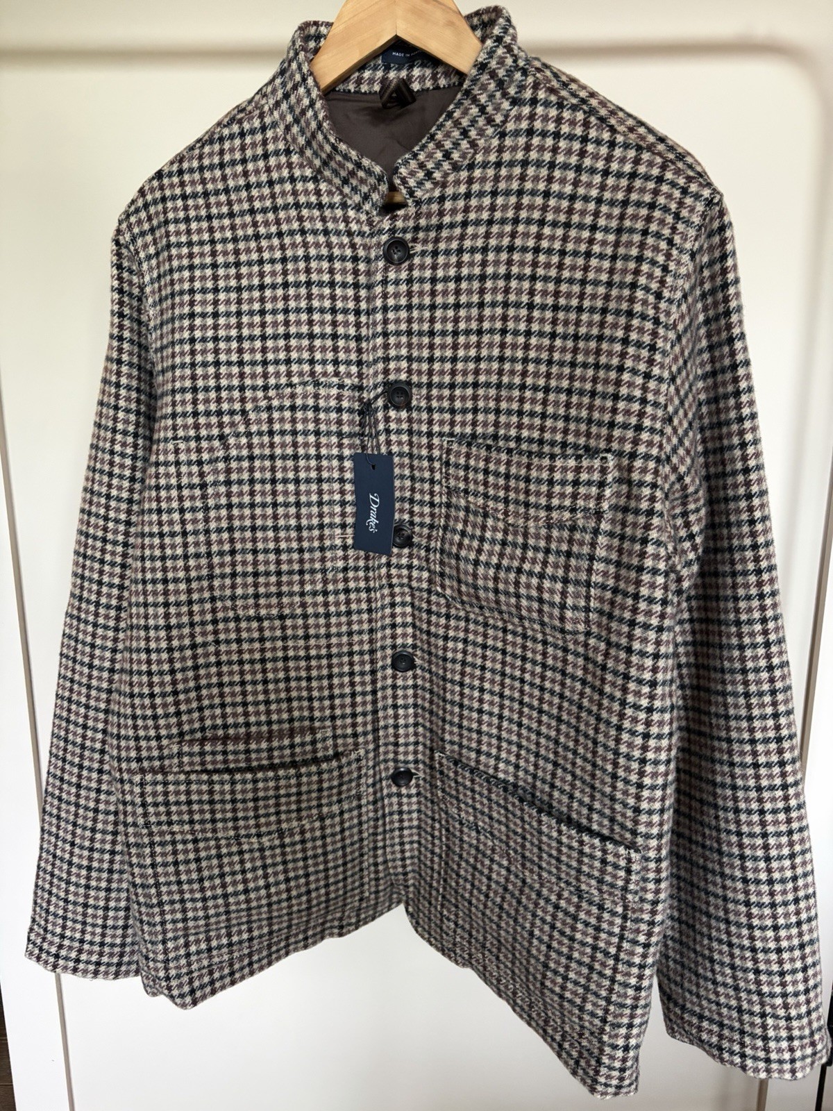 Drake’s Artist Checked Tweed Wool Chore Jacket Brand New 40