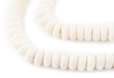 White Bone Mala Disk Beads 8mm Nepal Large Hole 20 Inch Strand
