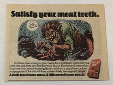 1978 Jack Davis cartoon ad ~ THE WOLF MAN EATING A SLIM JIM ~ Werewolf, Wolfman
