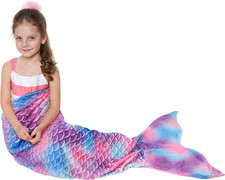 Kids Mermaid Tail Blanket, Super Soft Flannel Sleeping Snuggly Blanket for 3-14