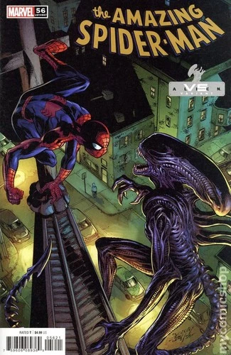 Amazing Spider-Man #56B Bagley Vs Alien Variant VF+ 8.5 2021 Stock Image