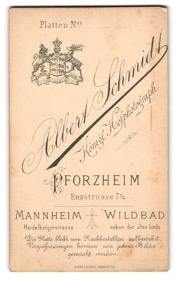 Fotografie Albert Schmidt, Pforzheim, Enzstraße 7 1 /2, Wappen des Königreich W 
