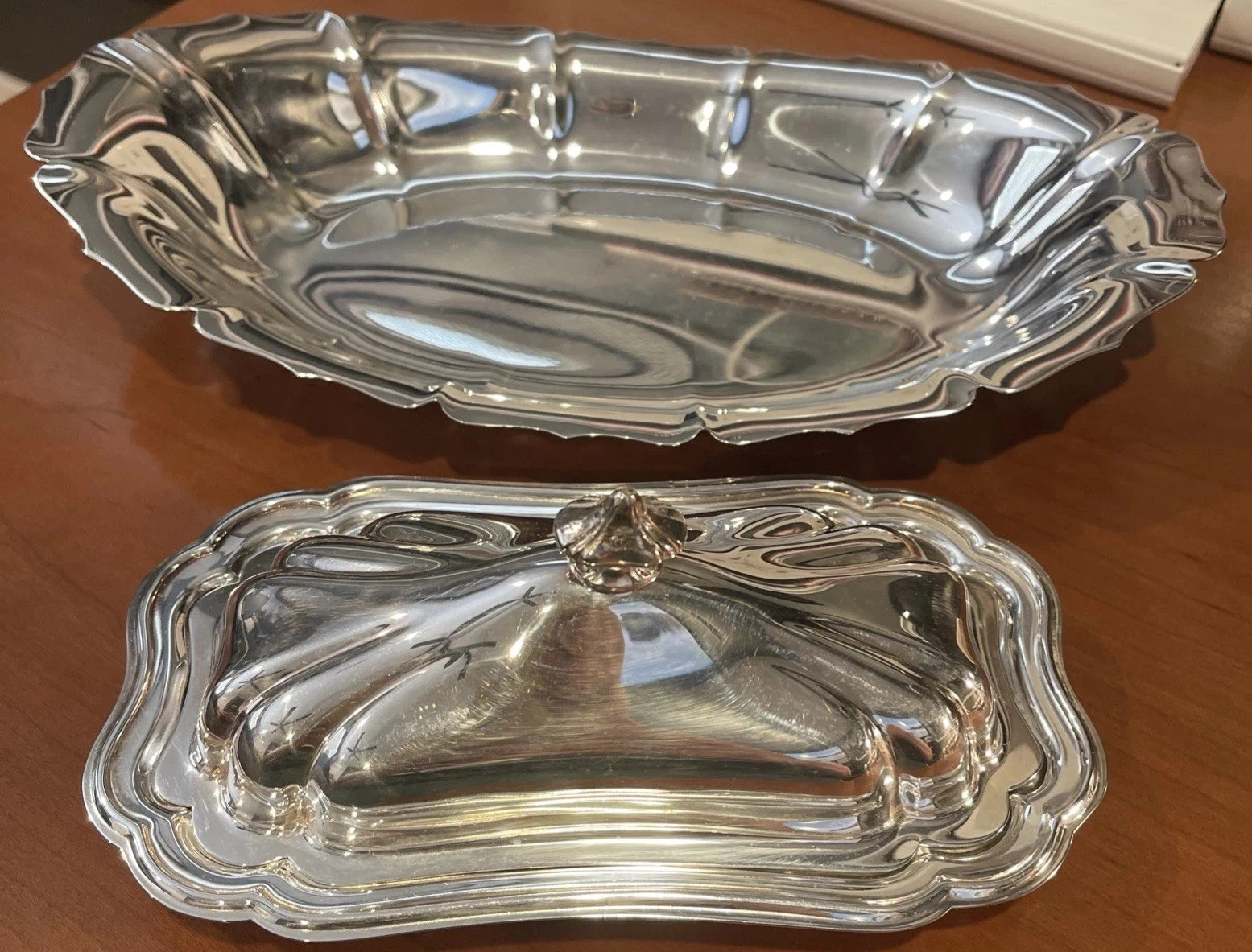 Vintage Gorham Heritage Silverplate 3pc Butter Dish With Glass Insert + Tray