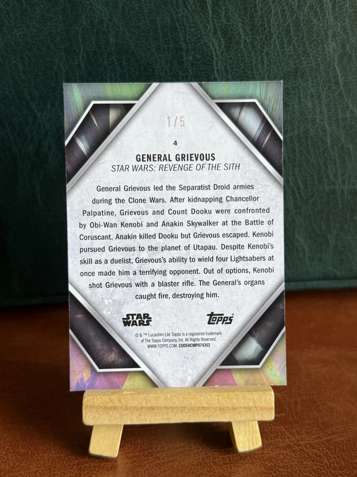 (MC) STAR WARS TOPPS MASTERWORK GENERAL GRIEVOUS 1/5 #4 SUPER RARE - Image 2 of 3