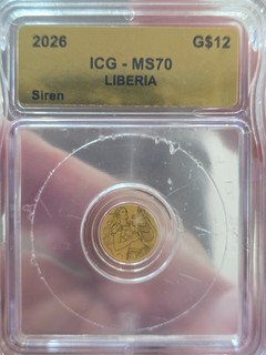 Liberia 2026 G$12 Siren Gold Coin 0.999 Gold ICG MS70 Uncirculated