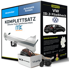 Für VW ID.3 Fließheck E11, E12 Anhängerkupplung abnehmbar +eSatz 13pol 20- Set