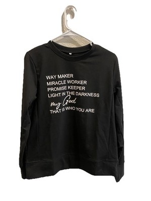 Way Maker Miracle Worker Christian Sweatshirt Black Crewneck Size M